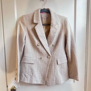 Nanette Lepore Tweed Cream Blazer with Gold Buttons